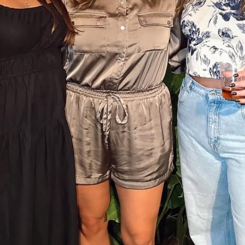 Satin Taupe Romper